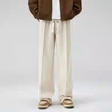 大卫贝肯 美式简约纯色字母刺绣抽绳系带宽松阔腿休闲裤 男女同款