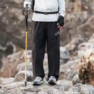 大卫贝肯 美式高街基础款纯色多口袋宽松休闲垂感直筒山系户外简约运动百搭系带工装裤 男女同款