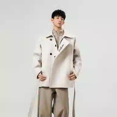 大卫贝肯 美式复古英伦风通勤基础百搭纯色毛呢外套穿搭宽松休闲秋冬保暖加厚呢子短款大衣 男女同款