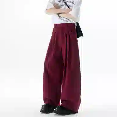 大卫贝肯 美式复古高街韩系痞帅基础款小众高级感设计时尚潮流个性日常宽松直筒垂感百搭凉感弯刀西装裤 男女同款