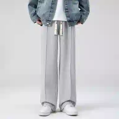 大卫贝肯 美式简约纯色字母刺绣抽绳系带宽松阔腿休闲裤 男女同款