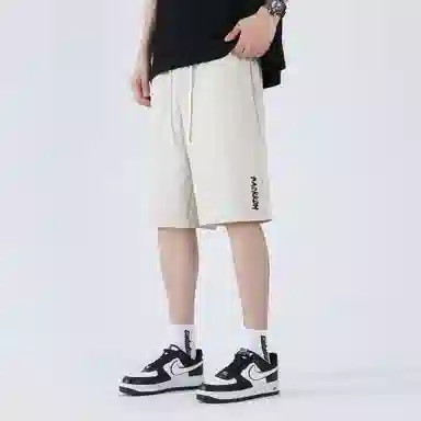 大卫贝肯 美式复古学院风字母宽松日常通勤系带五分休闲短裤 男女同款