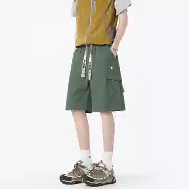 大卫贝肯 美式高街简约字母户外运动通勤宽松百搭潮流舒适个性直筒机能工装五分休闲短裤 男女同款