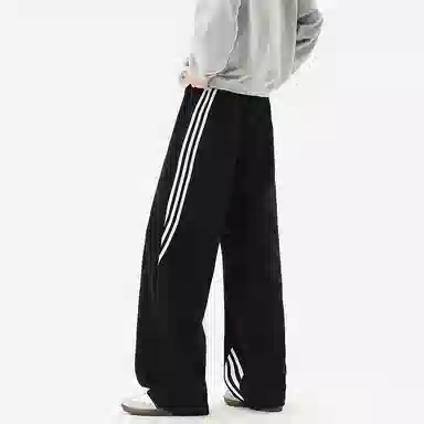 大卫贝肯 美式复古经典侧边三条杠结构拼接户外高街系绳卫裤舒适百搭宽松垂感直筒运动休闲裤 男女同款