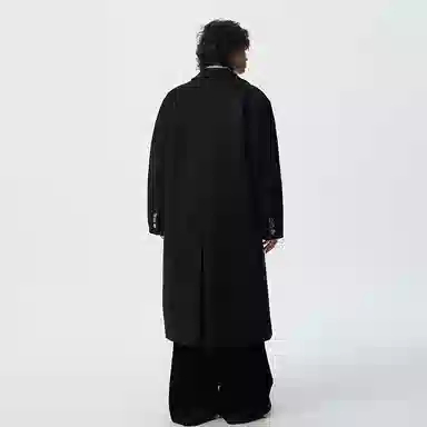 大卫贝肯 美式高街简约基础中长款英伦高级感品牌签名印花铆钉设计痞帅纯色潮牌休闲宽松通勤百搭外套大衣 男女同款