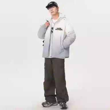 大卫贝肯 美式复古品牌宽松休闲日常百搭连帽羽绒服 男女同款