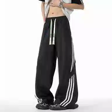 大卫贝肯 美式潮牌侧边三条杠网眼薄款打孔透气速干宽松时尚舒适百搭直筒运动休闲裤 男女同款