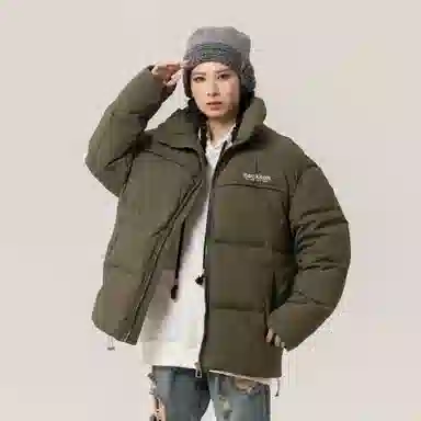 大卫贝肯 美式冬季纯色基础款鸭绒防寒保暖宽松休闲立领时尚百搭羽绒服 男女同款