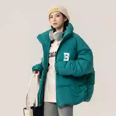 大卫贝肯 美式经典纯色日常通勤百搭休闲长袖面包服羽绒服 男女同款