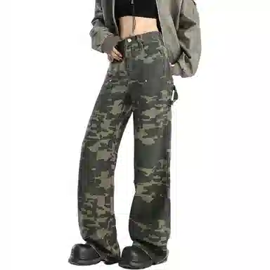 大卫贝肯 美式品牌吊坠高街宽松直筒拼接中性机能长裤百搭户外牛仔裤 男女同款