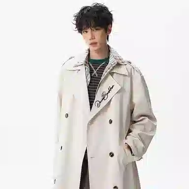 大卫贝肯 美式无性别主义高街简约基础中长款英伦高级感收腰系带设计痞帅纯色潮牌休闲宽松通勤百搭外套大衣 男女同款