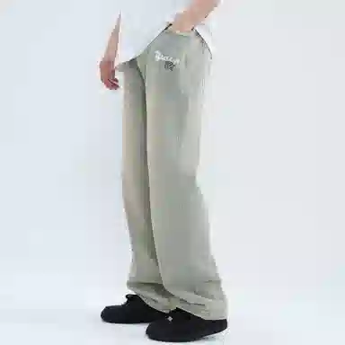 大卫贝肯 做旧字母印花涂鸦中腰拉链百搭直筒牛仔裤 男女同款