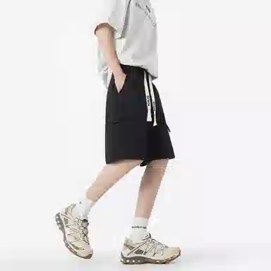 大卫贝肯 美式高街简约字母户外运动通勤宽松百搭潮流舒适个性直筒机能工装五分休闲短裤 男女同款