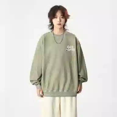 大卫贝肯 美式复古休闲宽松向日葵字母印花宽松百搭纯棉圆领脏脏卫衣 男女同款