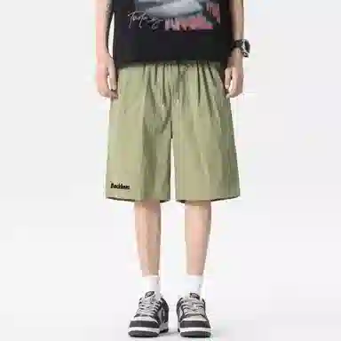 大卫贝肯 美式复古基础款字母印花多巴胺宽松直筒百搭日常通勤运动松紧腰系带五分休闲短裤 男女同款