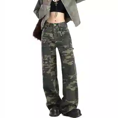 大卫贝肯 美式品牌吊坠高街宽松直筒拼接中性机能长裤百搭户外牛仔裤 男女同款