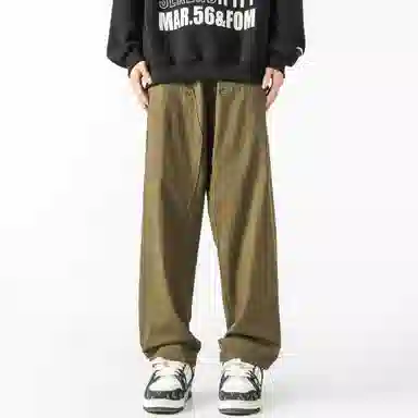 大卫贝肯 美式复古基础款经典纯色简约阔腿直筒机能风宽松百搭工装裤 男女同款