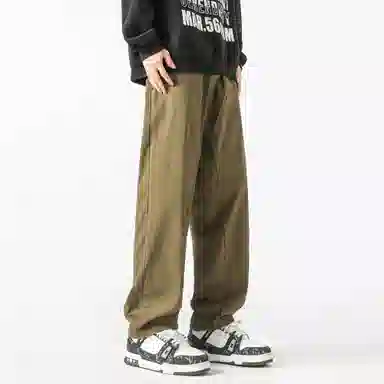 大卫贝肯 美式复古基础款经典纯色简约阔腿直筒机能风宽松百搭工装裤 男女同款