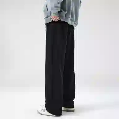 大卫贝肯 美式简约纯色字母刺绣抽绳系带宽松阔腿休闲裤 男女同款