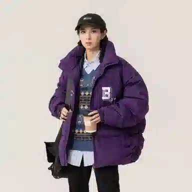 大卫贝肯 美式经典纯色日常通勤百搭休闲长袖面包服羽绒服 男女同款