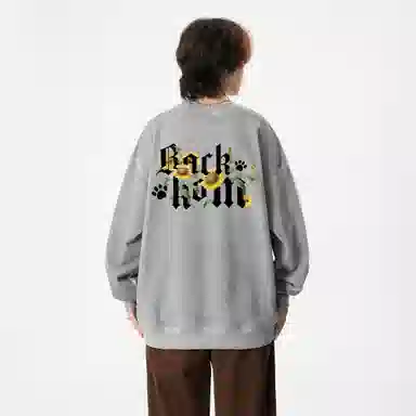 大卫贝肯 美式复古休闲宽松向日葵字母印花宽松百搭纯棉圆领脏脏卫衣 男女同款