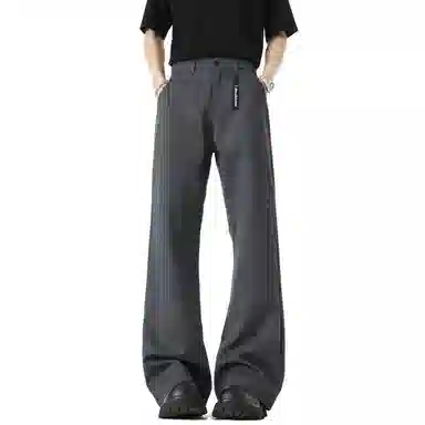 大卫贝肯 美式高街西裤可拆卸织带扣宽松纯色显高直筒轻薄透气垂坠感微喇休闲裤 男女同款