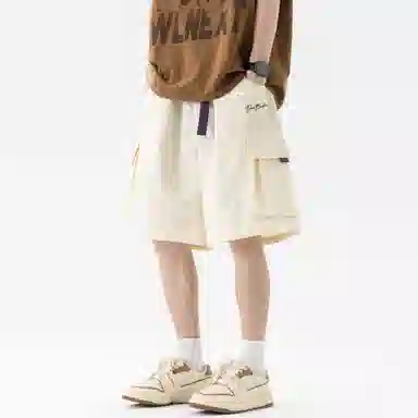 大卫贝肯 ×贝肯熊 联名款 幸运四叶草打碎字母印花透气圆领短袖手写撞色工装五分裤休闲运动套装 男女同款