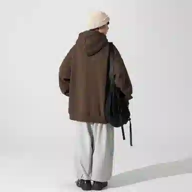 大卫贝肯 品牌字母简约基础款美式潮流休闲宽松连帽卫衣 男女同款 浅灰