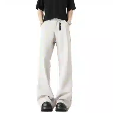 大卫贝肯 美式高街西裤可拆卸织带扣宽松纯色显高直筒轻薄透气垂坠感微喇休闲裤 男女同款