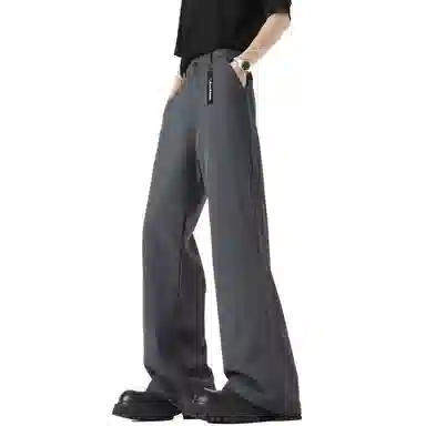 大卫贝肯 美式高街西裤可拆卸织带扣宽松纯色显高直筒轻薄透气垂坠感微喇休闲裤 男女同款