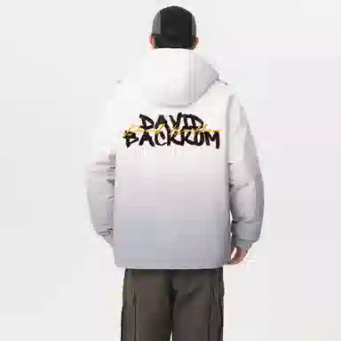 大卫贝肯 美式复古品牌宽松休闲日常百搭连帽羽绒服 男女同款