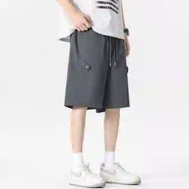 大卫贝肯 纯色美式街头城市机能风字母假扣设计款系带户外运动休闲百搭五分工装短裤 男女同款