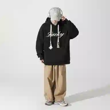 大卫贝肯 品牌字母简约基础款美式潮流休闲宽松连帽卫衣 男女同款 浅灰