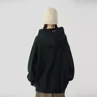 大卫贝肯 美式高街简约基础款字母印花潮流时尚百搭加绒加厚舒适保暖宽松休闲连帽卫衣 男女同款 黑色