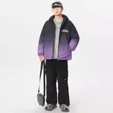 大卫贝肯 美式复古品牌宽松休闲日常百搭连帽羽绒服 男女同款