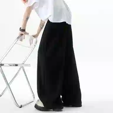 大卫贝肯 美式复古高街韩系痞帅基础款小众高级感设计时尚潮流个性日常宽松直筒垂感百搭凉感弯刀西装裤 男女同款