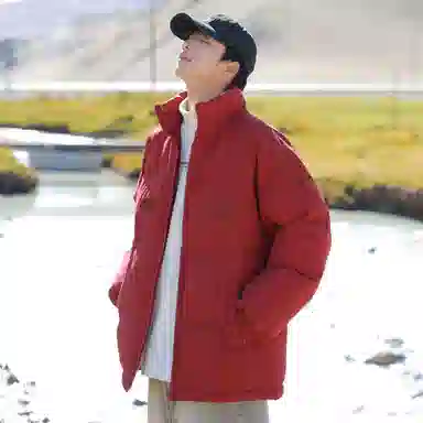 大卫贝肯 美式复古学院风宽松休闲加厚学生立领保暖面包棉服 男女同款