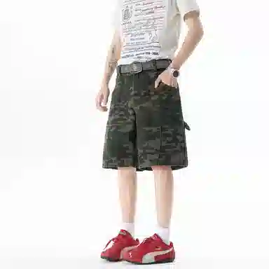 大卫贝肯 美式复古潮牌高街大口袋设计高级感痞帅透气宽松直筒垂感百搭工装五分裤休闲短裤 男女同款