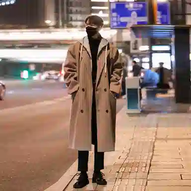 大卫贝肯 美式复古高街休闲加厚连帽中长款大衣 男女同款