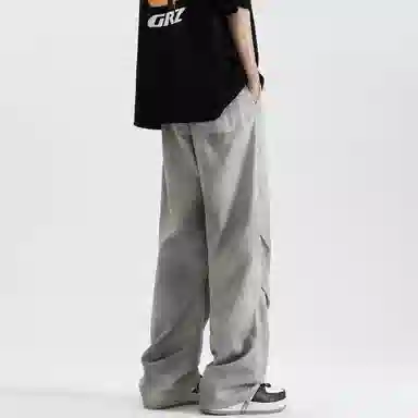 大卫贝肯 美式高街纯色复古做旧字母垂感直筒休闲裤 男女同款