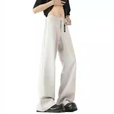 大卫贝肯 美式高街西裤可拆卸织带扣宽松纯色显高直筒轻薄透气垂坠感微喇休闲裤 男女同款