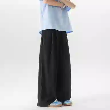 大卫贝肯 美式复古褶皱冰丝薄款肌理感山本裤潮流宽松简约百搭松弛慵懒垂坠感舒适亲肤凉爽透气阔腿休闲裤 男女同款