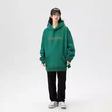 大卫贝肯 美式复古字母简约宽松休闲套头连帽卫衣 男女同款