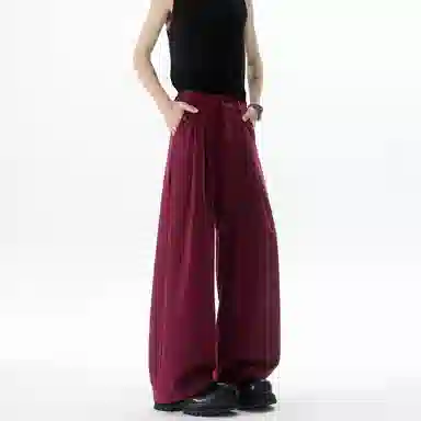 大卫贝肯 美式复古高街韩系痞帅基础款小众高级感设计时尚潮流个性日常宽松直筒垂感百搭凉感弯刀西装裤 男女同款