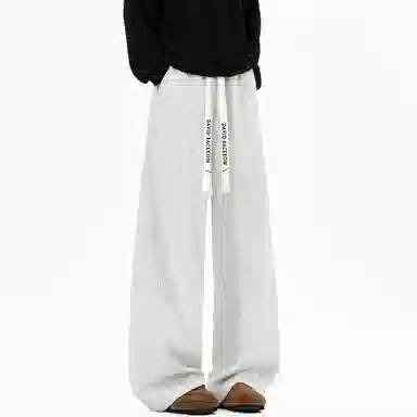 大卫贝肯 美式复古高街系带纯色拼接宽松时尚卫裤休闲裤 男女同款