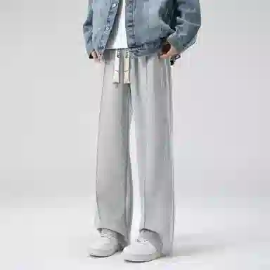 大卫贝肯 美式简约纯色字母刺绣抽绳系带宽松阔腿休闲裤 男女同款