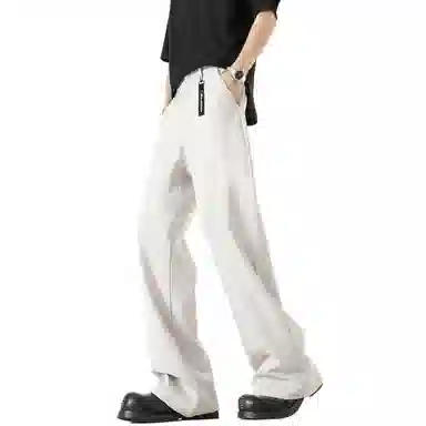 大卫贝肯 美式高街西裤可拆卸织带扣宽松纯色显高直筒轻薄透气垂坠感微喇休闲裤 男女同款