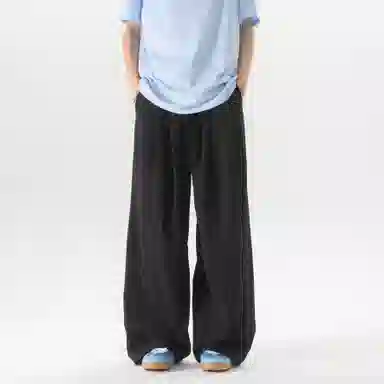 大卫贝肯 美式复古褶皱冰丝薄款肌理感山本裤潮流宽松简约百搭松弛慵懒垂坠感舒适亲肤凉爽透气阔腿休闲裤 男女同款