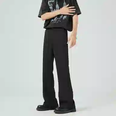 大卫贝肯 美式高街西裤可拆卸织带扣宽松纯色显高直筒轻薄透气垂坠感微喇休闲裤 男女同款