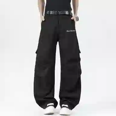 大卫贝肯 美式复古手写字母印花图案重磅双面棉多层次结构款多袋短袖山本斜弯刀褶皱伞兵裤休闲运动套装 男女同款